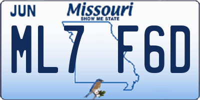 MO license plate ML7F6D
