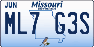 MO license plate ML7G3S