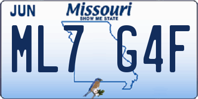 MO license plate ML7G4F