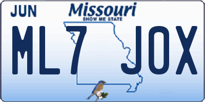 MO license plate ML7J0X