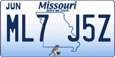 MO license plate ML7J5Z