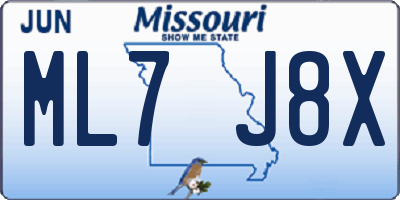 MO license plate ML7J8X