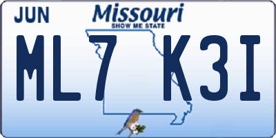 MO license plate ML7K3I