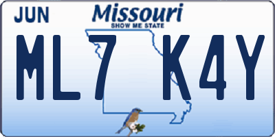 MO license plate ML7K4Y
