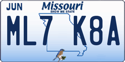 MO license plate ML7K8A