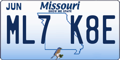 MO license plate ML7K8E