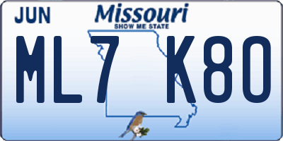 MO license plate ML7K8O