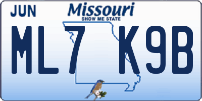 MO license plate ML7K9B