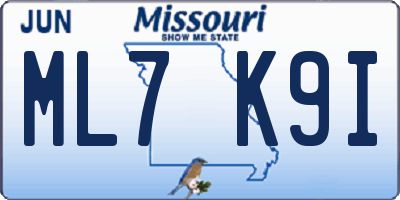 MO license plate ML7K9I