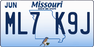 MO license plate ML7K9J