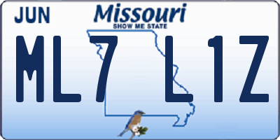 MO license plate ML7L1Z