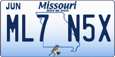MO license plate ML7N5X