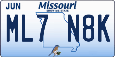 MO license plate ML7N8K
