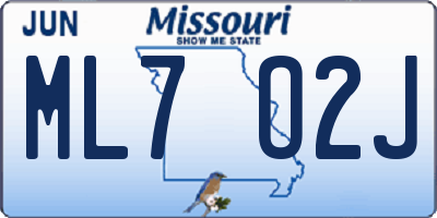 MO license plate ML7O2J