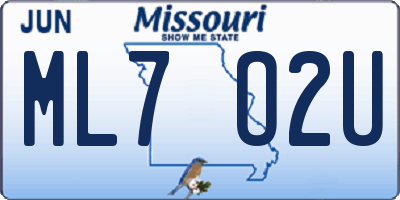 MO license plate ML7O2U