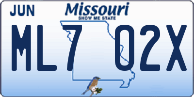 MO license plate ML7O2X