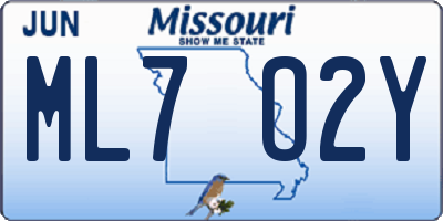 MO license plate ML7O2Y