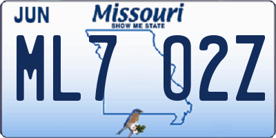 MO license plate ML7O2Z