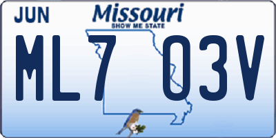 MO license plate ML7O3V