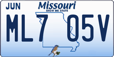 MO license plate ML7O5V