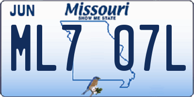 MO license plate ML7O7L