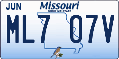 MO license plate ML7O7V