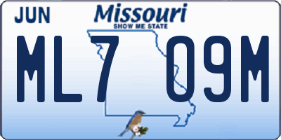MO license plate ML7O9M