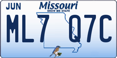 MO license plate ML7Q7C