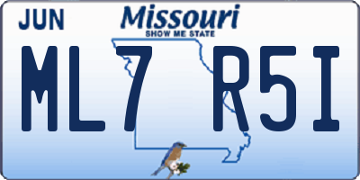 MO license plate ML7R5I
