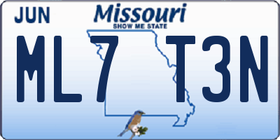MO license plate ML7T3N