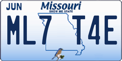 MO license plate ML7T4E