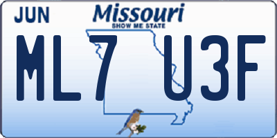 MO license plate ML7U3F