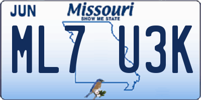 MO license plate ML7U3K
