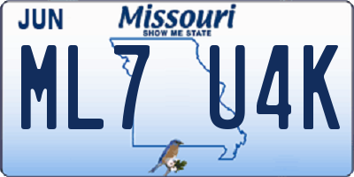 MO license plate ML7U4K