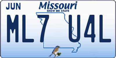 MO license plate ML7U4L