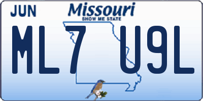 MO license plate ML7U9L