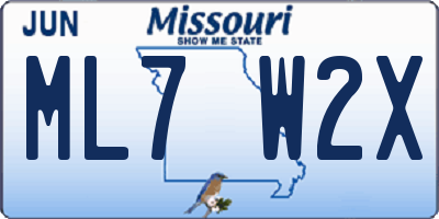 MO license plate ML7W2X