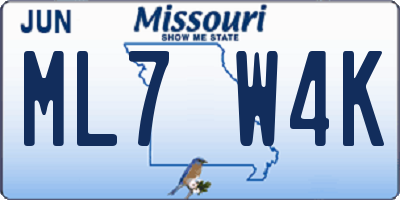 MO license plate ML7W4K
