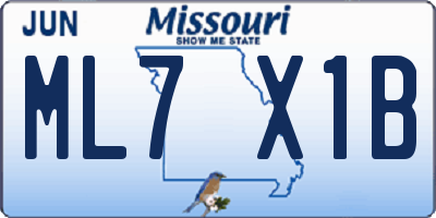 MO license plate ML7X1B