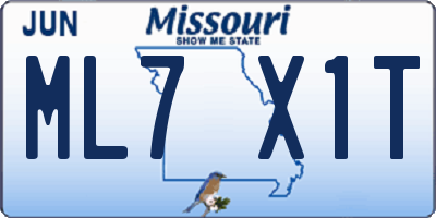 MO license plate ML7X1T
