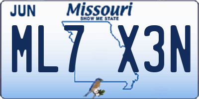 MO license plate ML7X3N