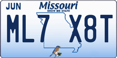 MO license plate ML7X8T