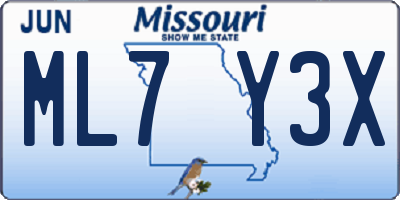 MO license plate ML7Y3X