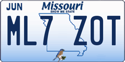 MO license plate ML7Z0T