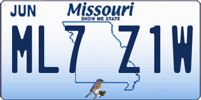 MO license plate ML7Z1W