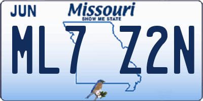 MO license plate ML7Z2N