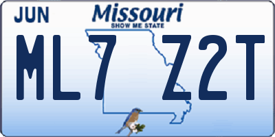MO license plate ML7Z2T