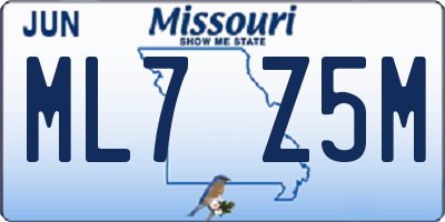 MO license plate ML7Z5M