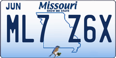MO license plate ML7Z6X