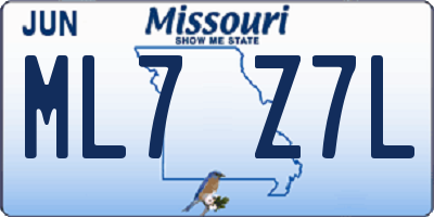 MO license plate ML7Z7L
